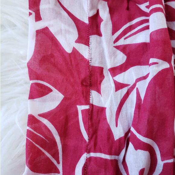 Theory Melka Blouse Hibiscus Tropical Pink Cotton Medium - Picture 10 of 12